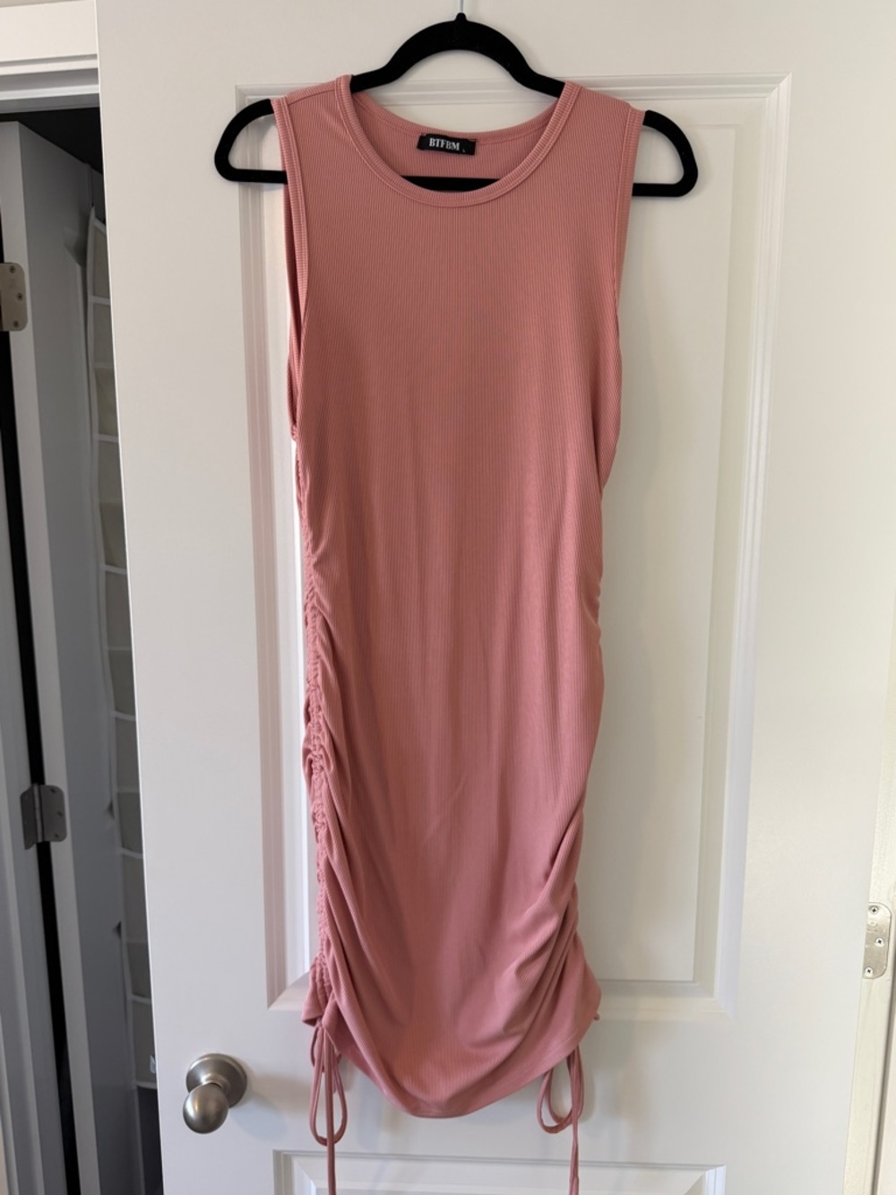 Blush Pink Sleeveless Ruched Mini Dress Large